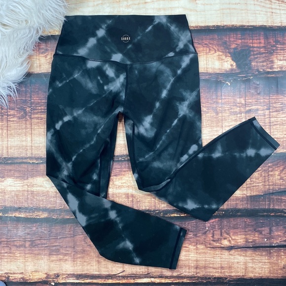 RELISTED Souke Tie Dye Black Leggings Athletic - Yoga Pants Cycling - Picture 2 of 6